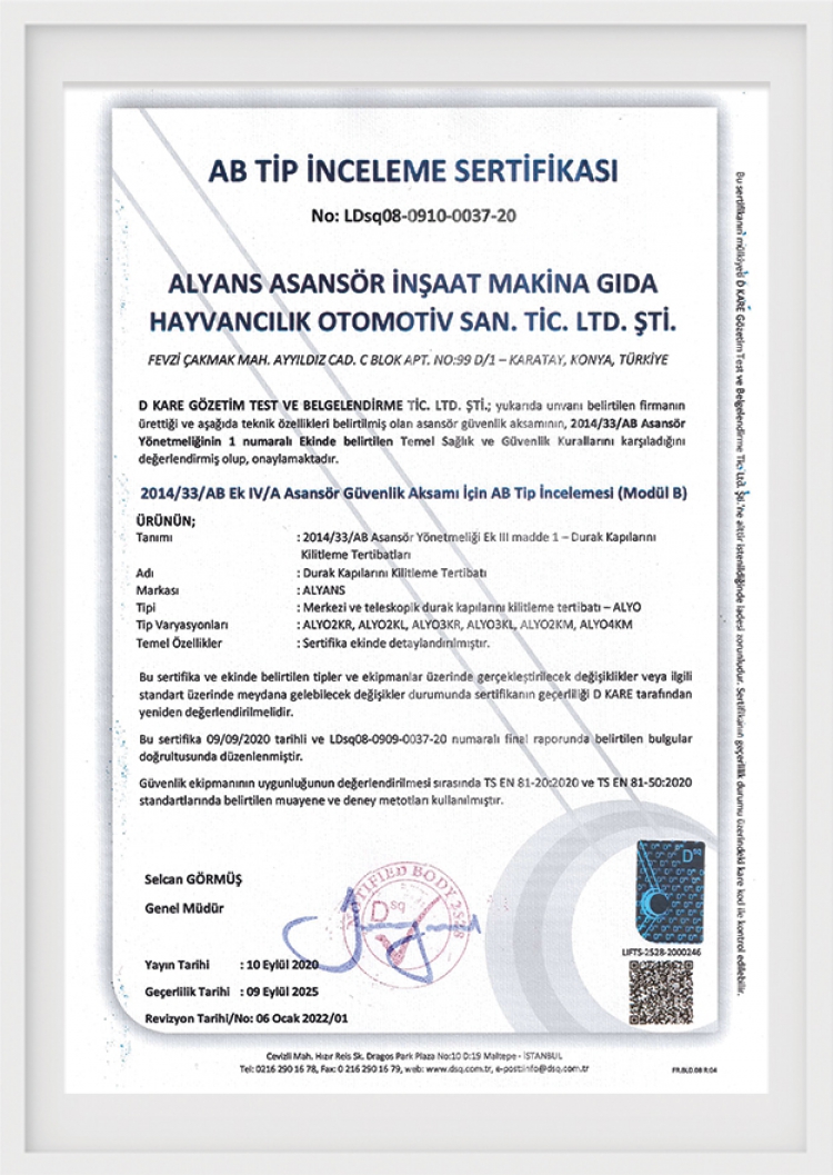 EU Type Examination Certificate